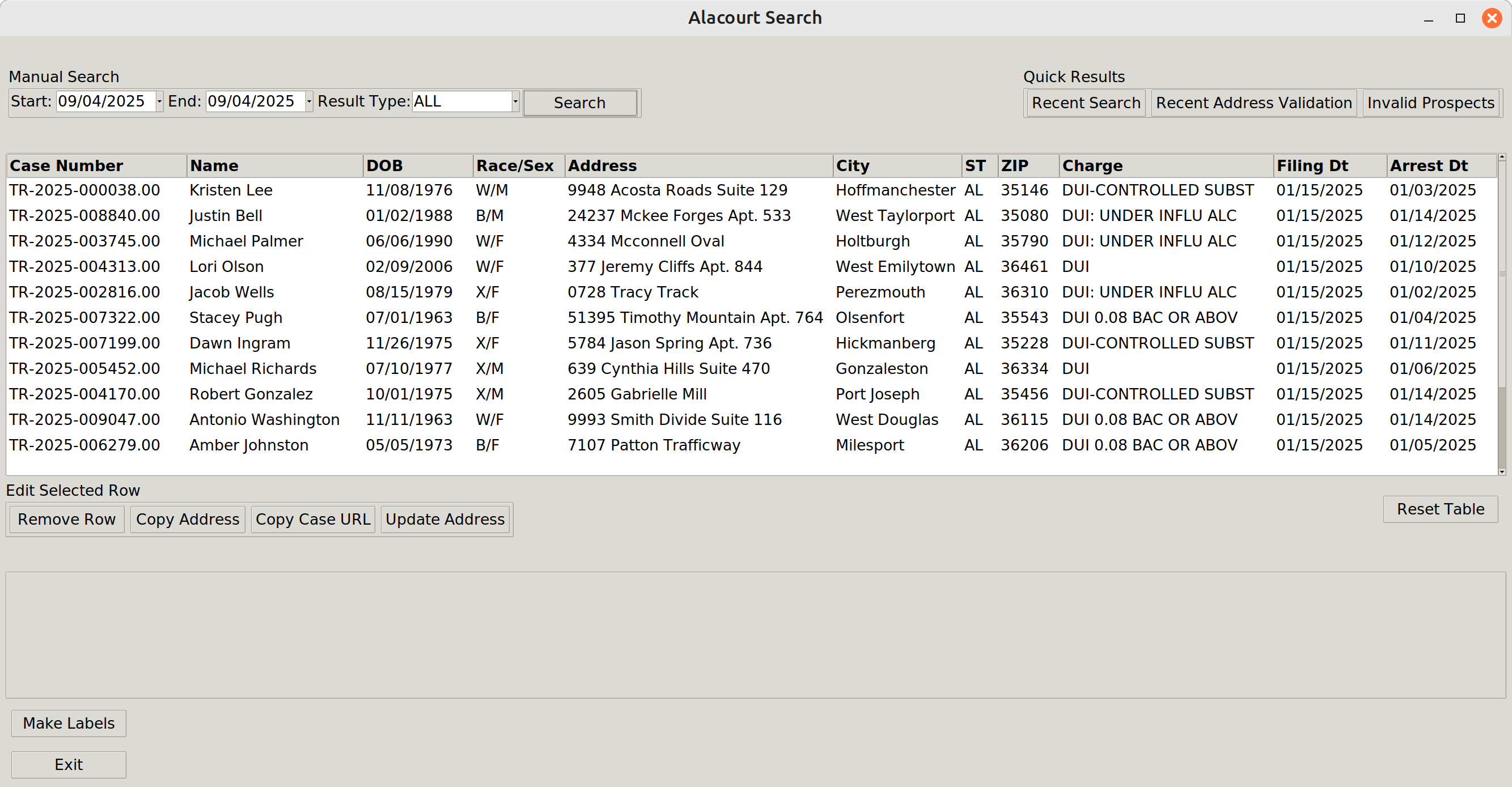Image of application selection page.